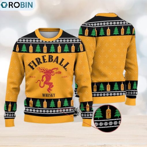 Fireball Whicky 3D All Over Printed Ugly Christmas Sweater
