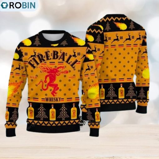 Fireball Whicky Lover 3D All Over Printed Ugly Christmas Sweater