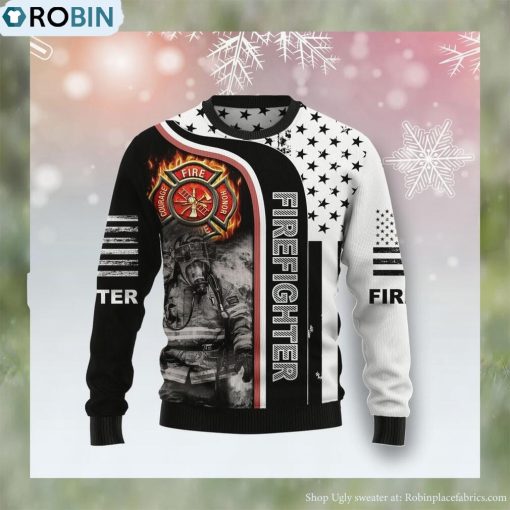 Firefighter Awesome Christmas Graphic Sweater Tis The Season Christmas Sweater Ugly Christmas Sweater