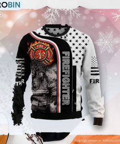 Firefighter Awesome Christmas Graphic Sweater Tis The Season Christmas Sweater Ugly Christmas Sweater