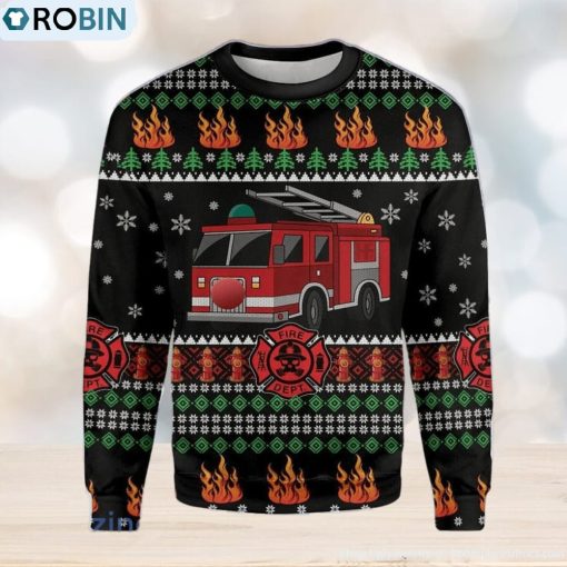 Firefighter Truck Merry Christmas Ugly Christmas Sweater Best Gift For Men And Women
