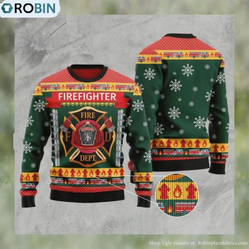 Firefighter Xmas Jumper Holiday Pullover Retro Christmas Sweater Ugly Christmas Sweater