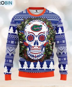Florida Gators Skull Flower Ugly Christmas Ugly Sweater