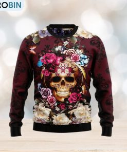 Flower Skull Ugly Christmas Sweater Gift Men Women