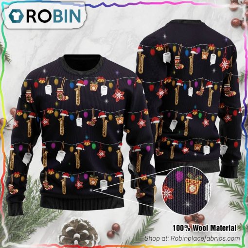 For Saxophone Lovers Ugly Christmas Sweater