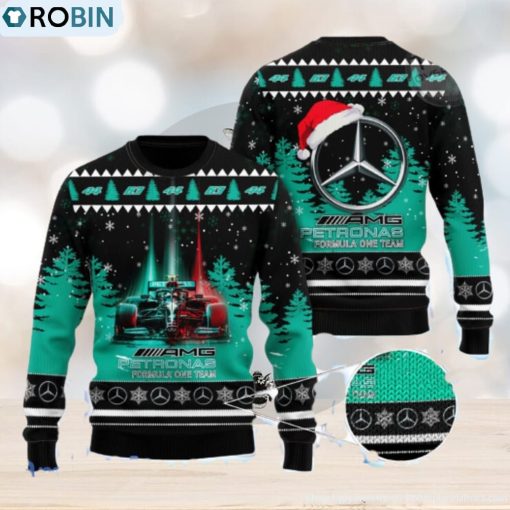 Formula One Team Mercedes AMG Petronas All Over Print Christmas Knitting Ugly Sweater Gift For Christmas