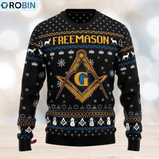 Freemason Christmas Ugly Sweater Long Sleeve Crewneck