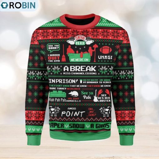 Friend A Break Central Perk Ugly Christmas Sweater, Xmas Gift Men And Women