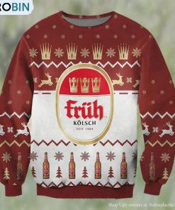 Fruh Kolsch 1904 Beer Ugly Christmas Sweater, Gifts For Beer Lovers