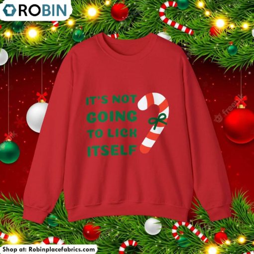 Funny Candy Cane Christmas Shirt, Unique Xmas Humor Long Sleeve Tee Tops