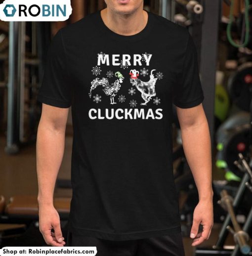 Funny Christmas Chickens Shirt, Merry Cluckmas Unisex Hoodie Short Sleeve