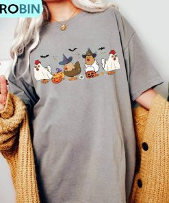 Funny Ghost Chicken Shirt, Halloween Farm Long Sleeve Unisex T Shirt