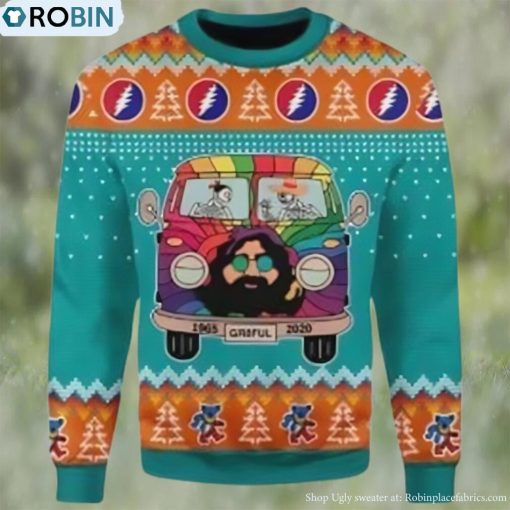 Funny Grateful Dead Bus Ugly Christmas Sweater