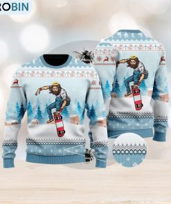 Funny Jesus Skateboarding Christmas Ugly Christmas Sweater Gift For Men And Women