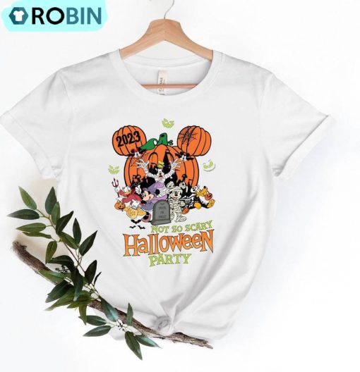 Funny Not So Scary Halloween Party Shirt, Mickey And Minnie Halloween Family Hoodie Crewneck