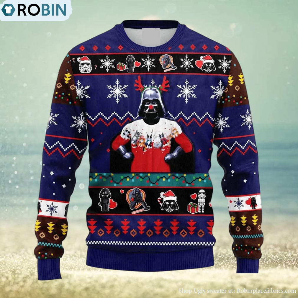 Funny Reindeer Darth Vader Star Wars Ugly Christmas Sweater Holiday For ...