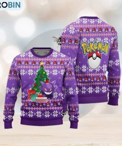 Gengar Pokemon Ugly Christmas Sweater 3D Gift For Big Fans