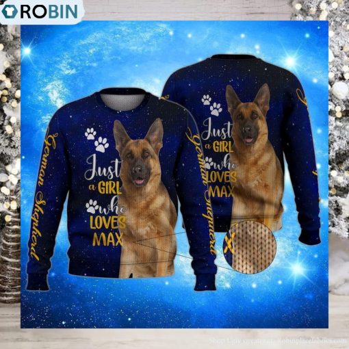 German Shepherd Just A Girl Who Love Dog Customized Ugly Christmas Sweater