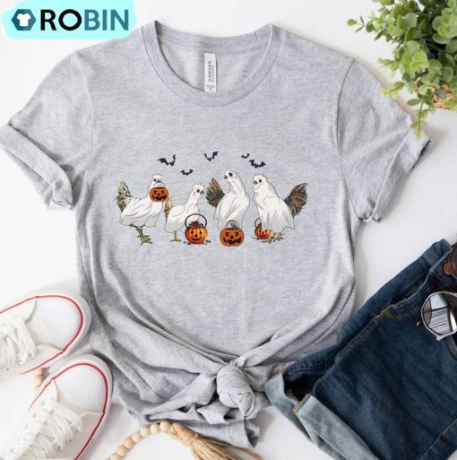 Ghost Chicken Shirt, Halloween Chicken Short Sleeve Unisex Hoodie
