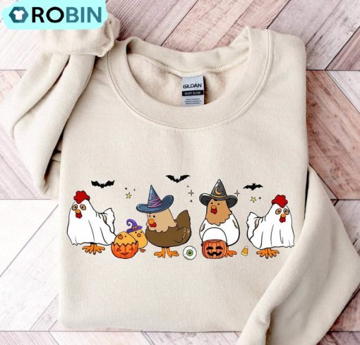 Ghost Chicken Shirt, Magic Chicken Long Sleeve Unisex Hoodie