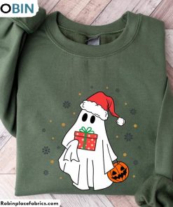 Ghost Santa Sweatshirt, Christmas Unisex Hoodie Long Sleeve