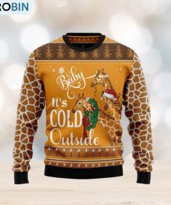 Giraffe Baby It‘s Cold Outside Ugly Christmas Sweater Gift Men Women