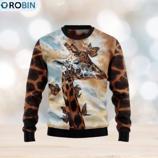 Giraffe Butterfly Ugly Christmas Sweater For Men & Women