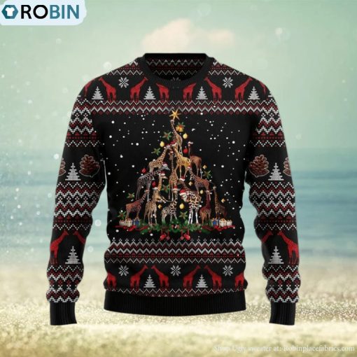 Giraffe Christmas Tree Ugly Christmas Sweater Cute Christmas Gift For Family