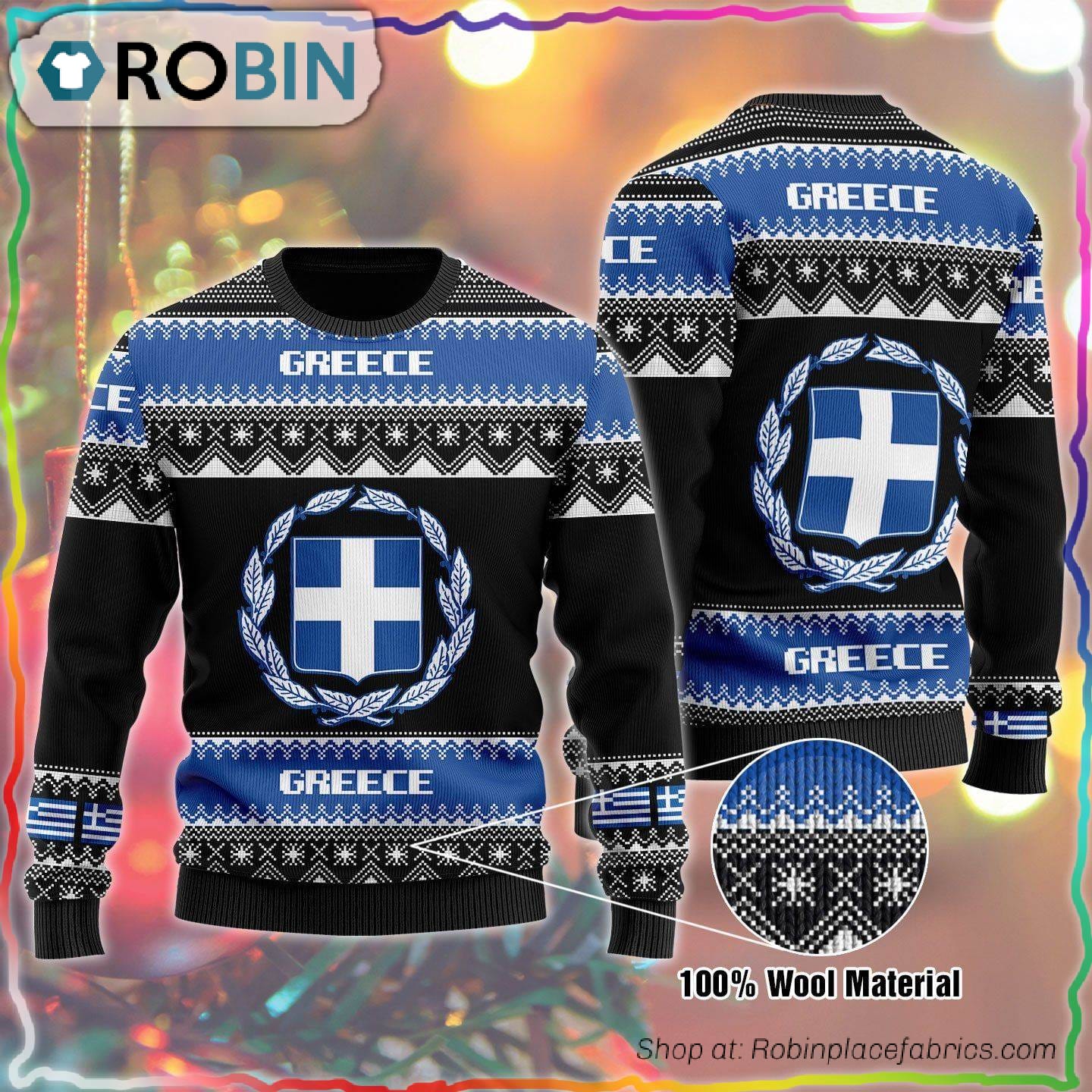 Greece Ugly Christmas Sweater - RobinPlaceFabrics