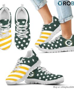 Green Bay Packers America Flag Full Stars Stripes Pattern Sneaker