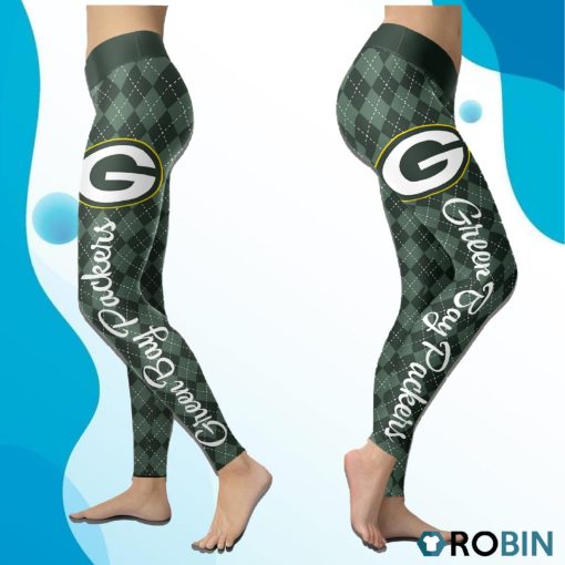 Green Bay Packers Caro Seamless Pattern Womens Sports, Running Leggings