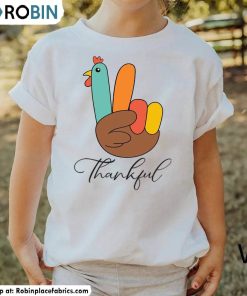Groovy Peace Sign Turkey Shirt, Little Turkey Toddler Tee Tops Short Sleeve