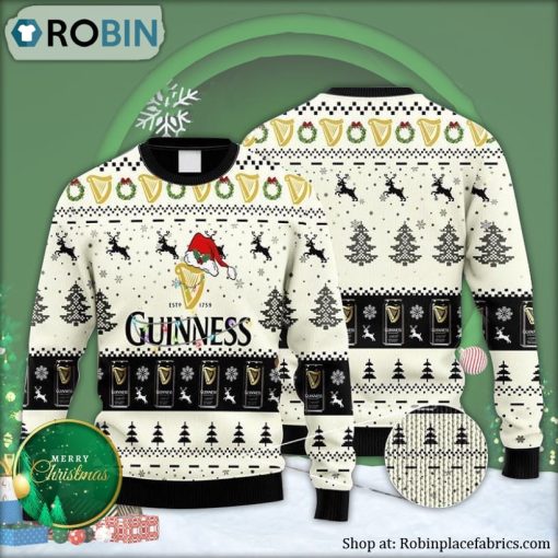Guinness Reindeer Snowy Night Ugly Christmas Sweater