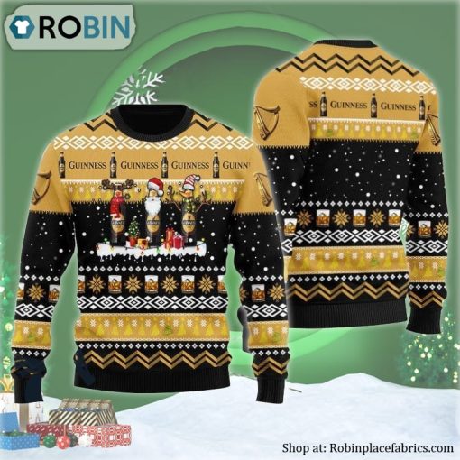 Guinness Santa Reindeer Snowflake Xmas Ugly Christmas Sweater