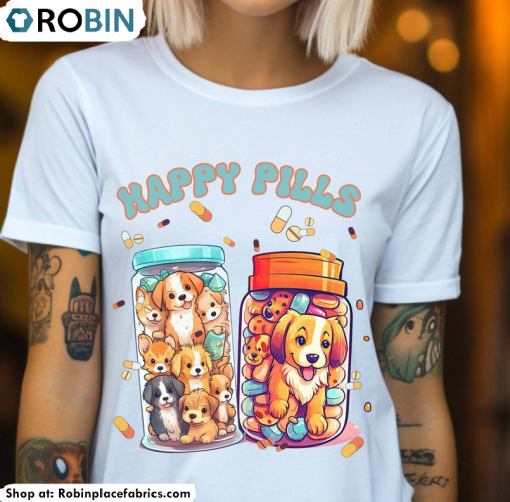 Happy Pills Medicine Cute Shirt, Mental Health Tee Tops Crewneck