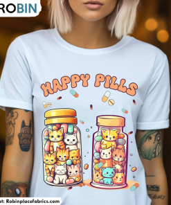 Happy Pills Medicine Shirt, Cute Cats Tee Tops Unisex Hoodie