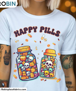 Happy Pills Medicine Shirt, Cute Skulls Unisex Hoodie Long Sleeve