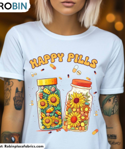 Happy Pills Medicine Sunflower Shirt, Vintage Design Long Sleeve Unisex T Shirt