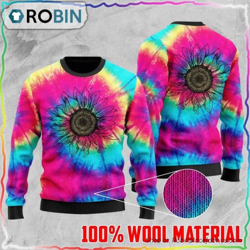 Hippie Sunflower Ugly Christmas Sweater