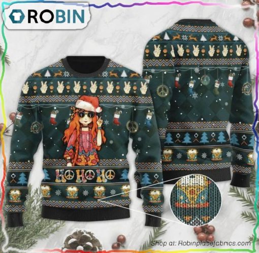 Ho Ho Ho Hippie Ugly Christmas Sweater