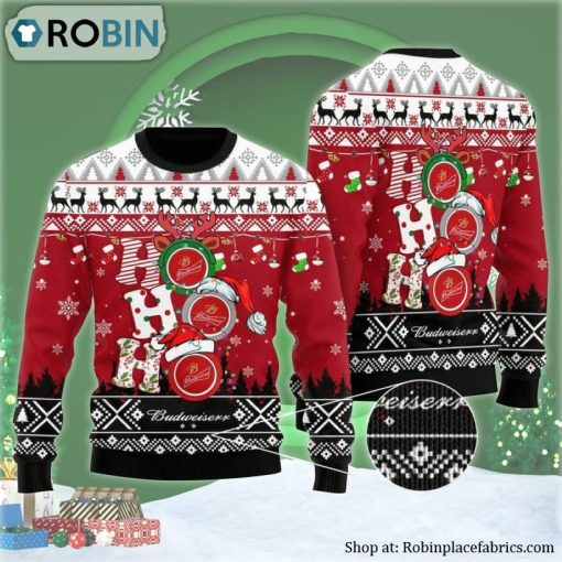 HoHoHo Budweiser Beer Ugly Christmas Sweater