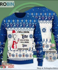 I Will Drink Miller Lite Here Or There Ugly Christmas Sweater I Will Drink Miller Lite Here Or There Ugly Christmas Sweater