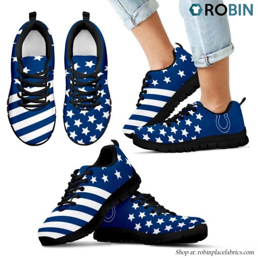Indianapolis Colts America Flag Full Stars Stripes Pattern Sneaker