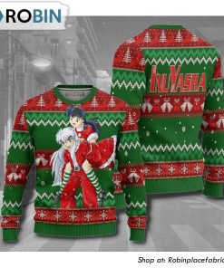 Inuyasha X Kagome Knitted Anime 3D Printed Ugly Christmas Sweater