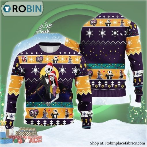 Jack And Sally In Love Nightmare Before Ugly Christmas Sweater