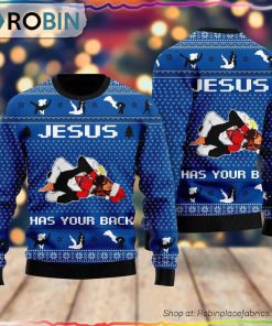 Jesus Has Your Back Jiu Jitsu Ugly Christmas Sweater
