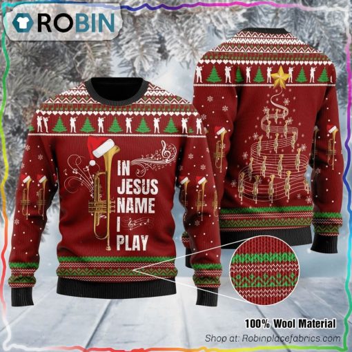 Jesus Name I Play Ugly Christmas Sweater