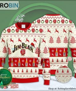 Jim Beam Reindeer Snowy Night Ugly Christmas Sweater