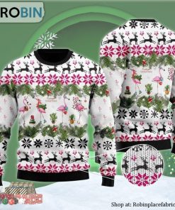 Jingle Bells And Pink Flamingo Xmas Ugly Christmas Sweater