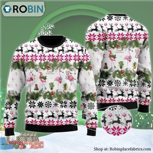 Jingle Bells And Pink Flamingo Xmas Ugly Christmas Sweater